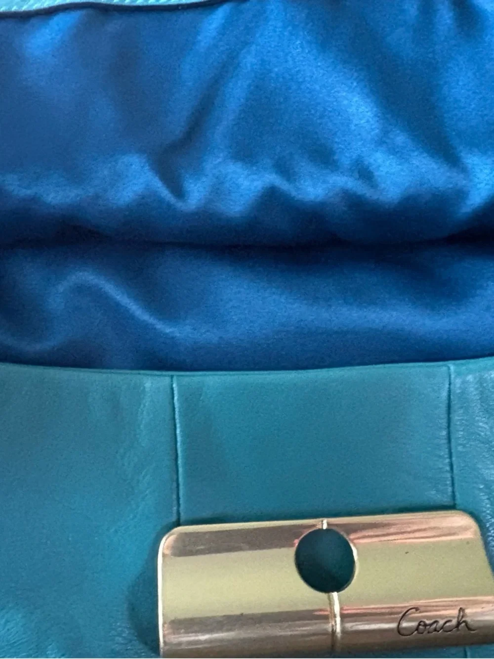 Coach Leather Purse Kristin #L1073-16814 Teal Color Bag Good Condition EUC - Picture 14 of 16